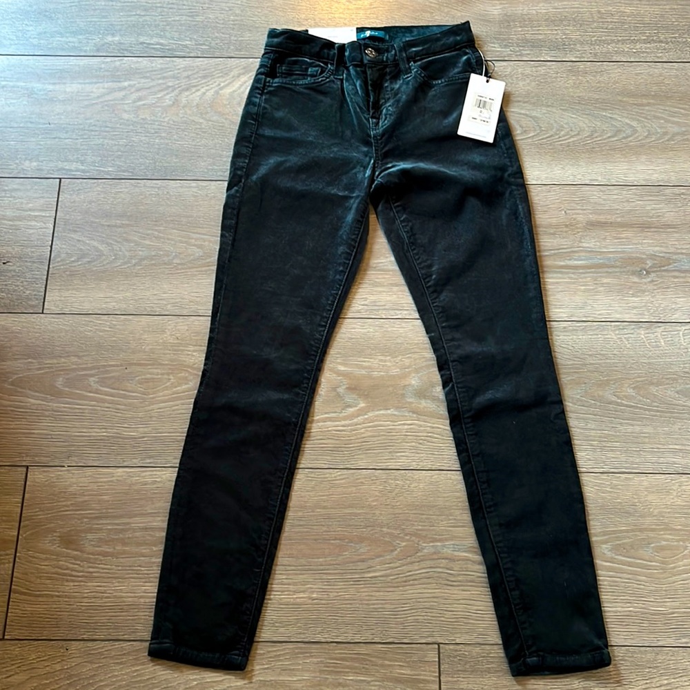 NWT For all Mankind. The ankle skinny. Sz 23 green velvet like